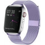 Premium Color Stainless Steel Magnetic Milanese Loop Strap Wristband for Apple Watch Series 8/7/6/5/4/3/2/1/SE - 41MM/40MM/38MM (Purple)